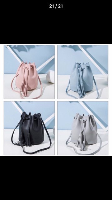 Tas slempang kulit fashion wanita model serut korean style women bag