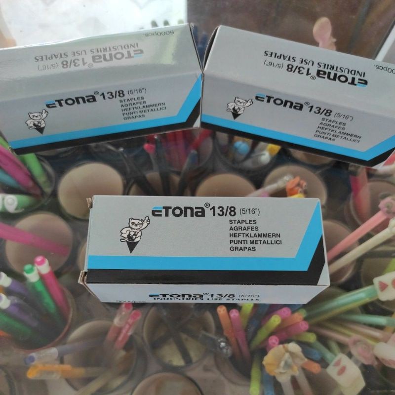 

Isi staples tembak GUN TACKER ETONA ukuran 13/8 isi 5000pcs