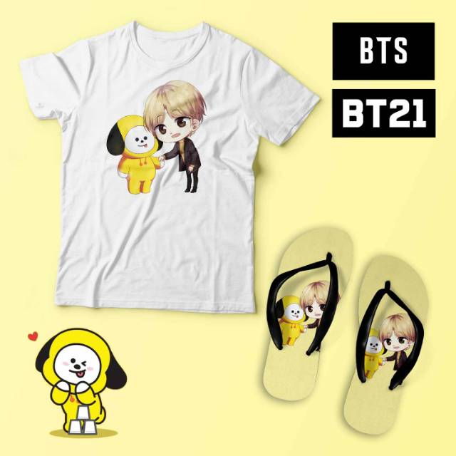 [KAOS] BTS BT 21 gift set kaos dan sandal