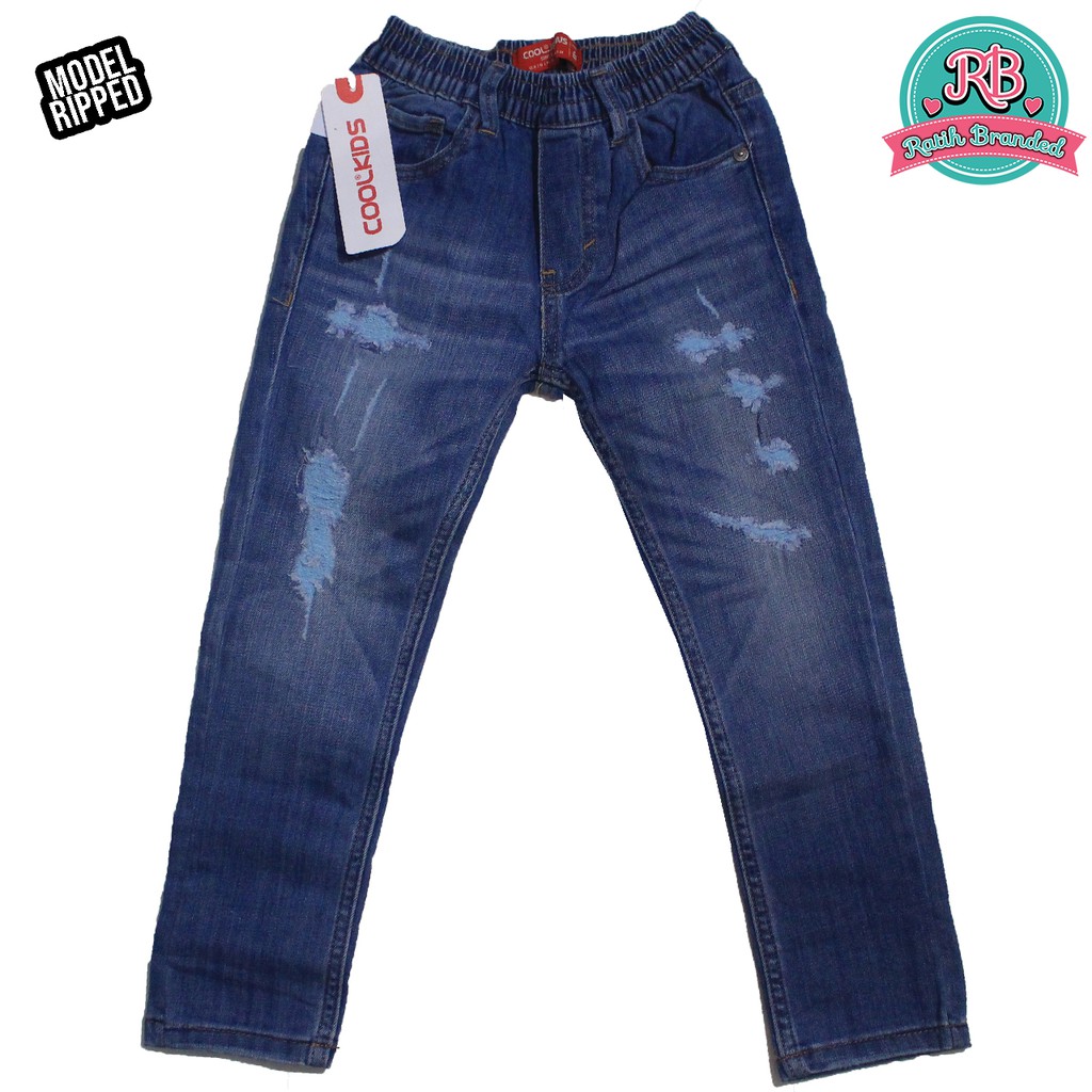  Celana  jeans  cool kids anak laki  laki  panjang motif riped 