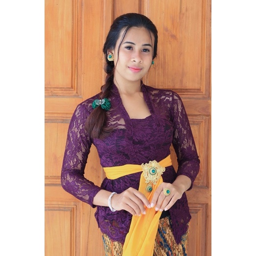 (Bisa COD) kebaya bali brokat strait sofia lengan panjang-Juwet
