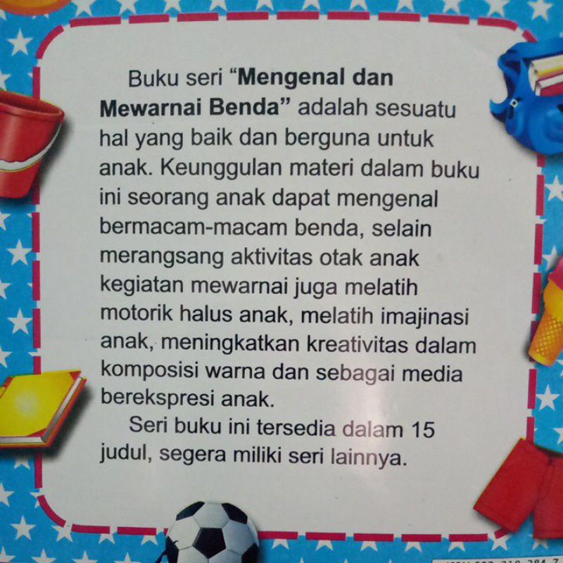 Buku Paud Mengenal Dan Mewarnai Benda