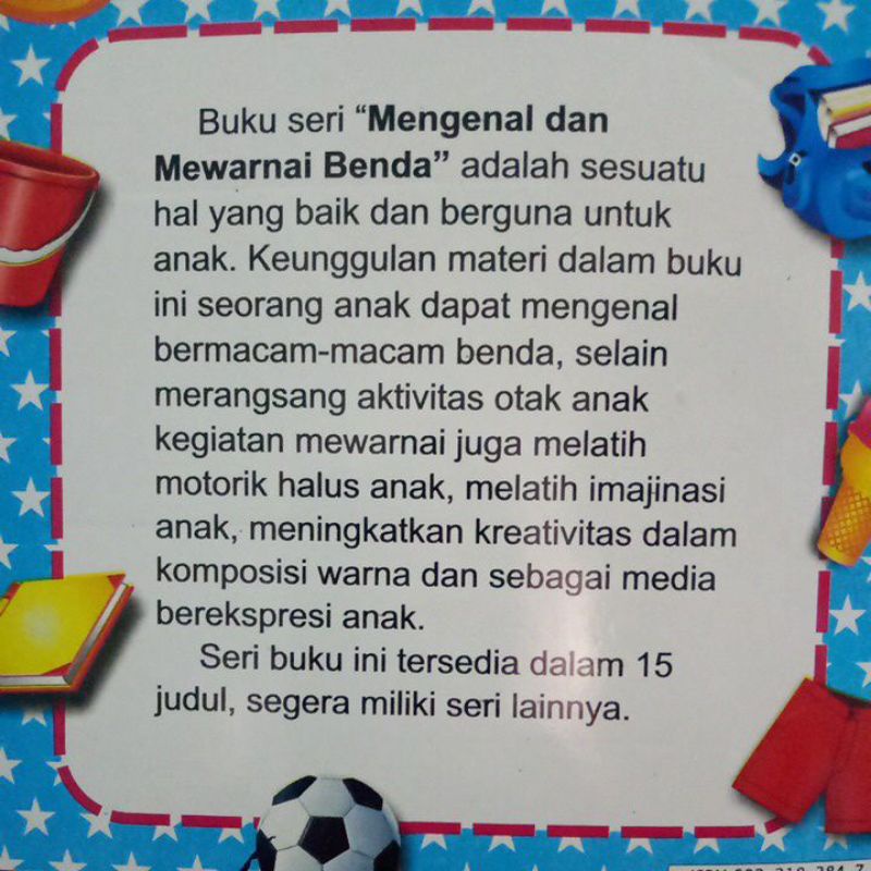 Buku Paud Mengenal Dan Mewarnai Benda