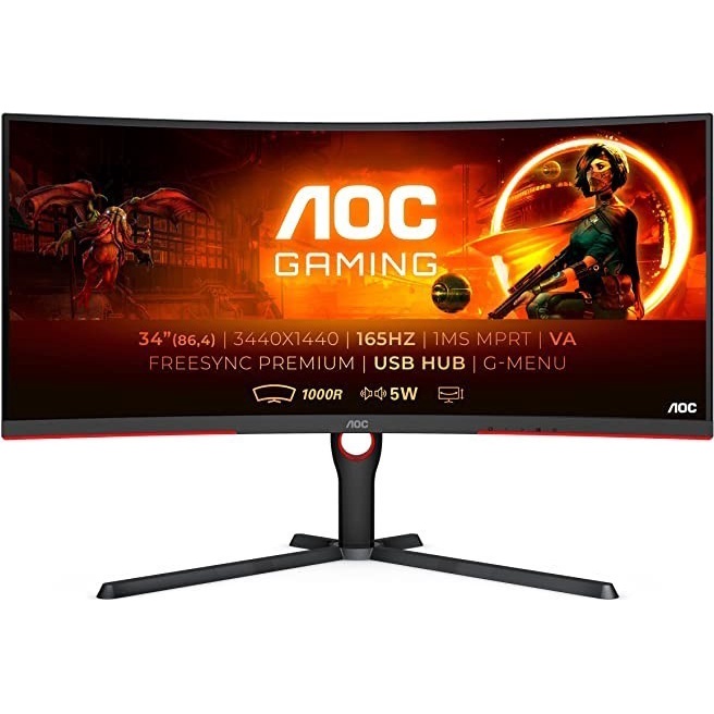 Monitor LED AOC CU34G3S WQHD HDMI DP 165Hz CURVED