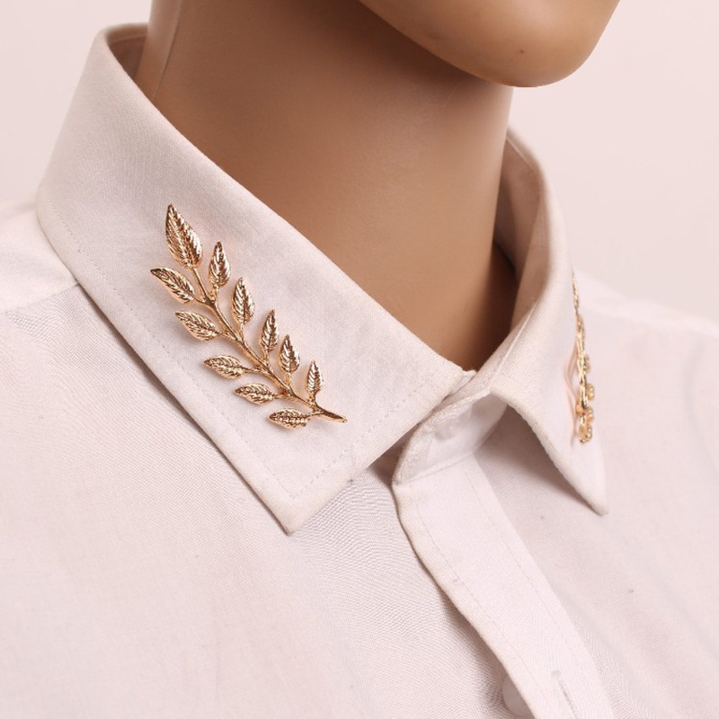 Siy 1 Pasang Bros Pin Bentuk Ranting Daun Gandum Lapis Emassilver Gaya Vintage