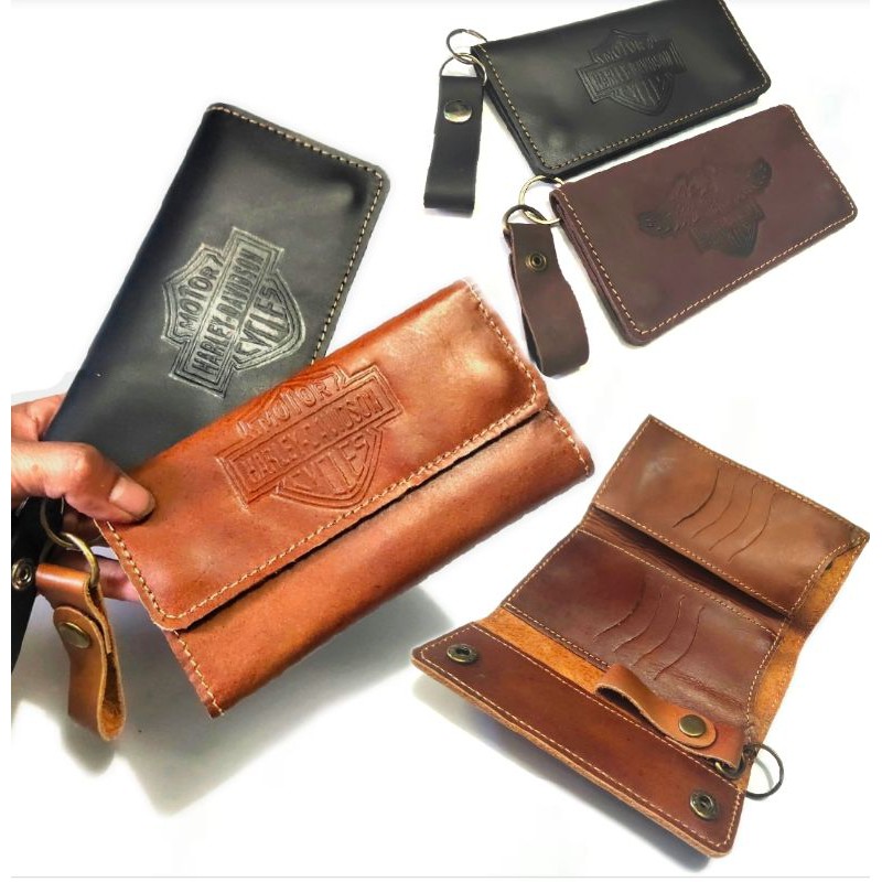 dompet panjang pria kulit asli harley davidson biker gear r m termurah