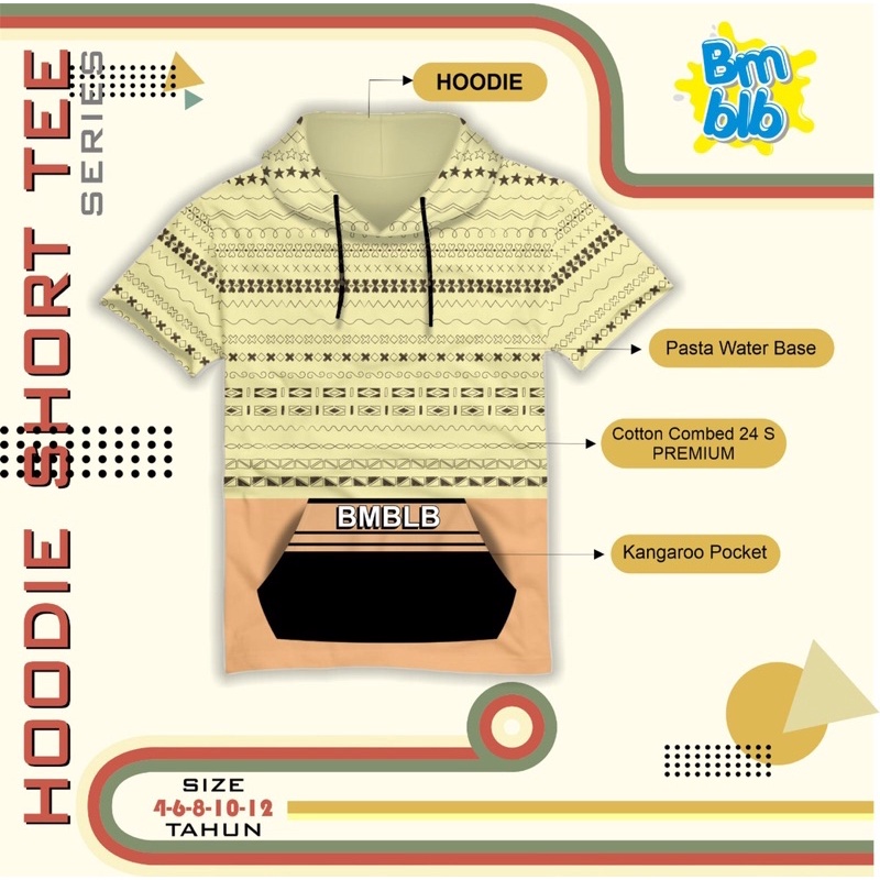 hoodie short tee series bumblebee kidswear / kaos hoodie bumblebee untuk anak usia 3-12 tahun nablfashion