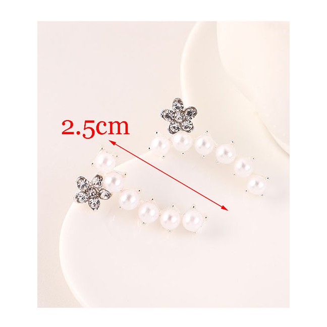 LRC Anting Tusuk Fashion Platinum Flower Stud Earrings With Diamonds Y63201