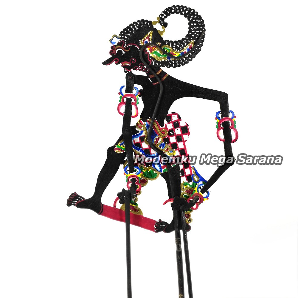 Wayang Kulit Mini Super Halus 20 Cm - Bima Werkudara Werkudoro - Hitam