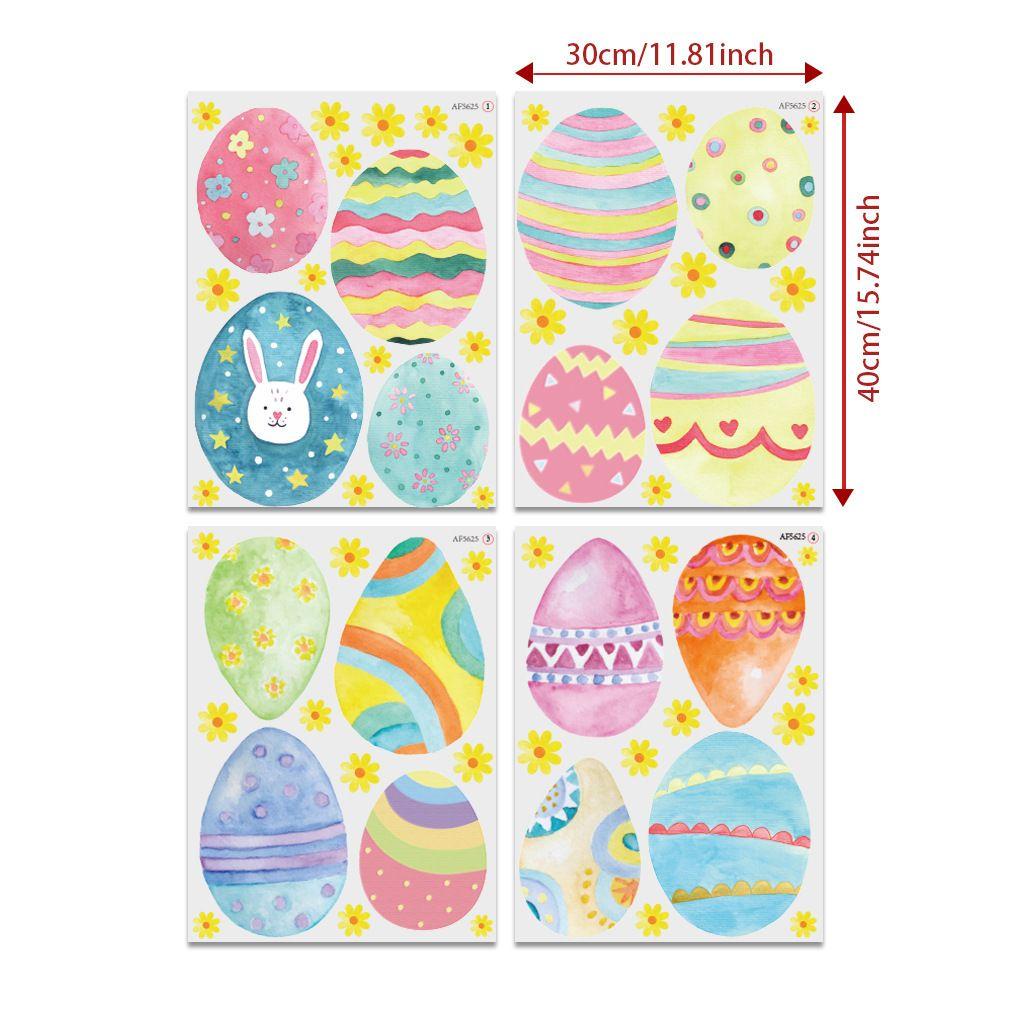 Solighter 4pcs/set Paskah Stiker Dinding Telur Kelinci Kamar Anak Dekorasi Rumah Paskah Dekorasi Pintu Mural