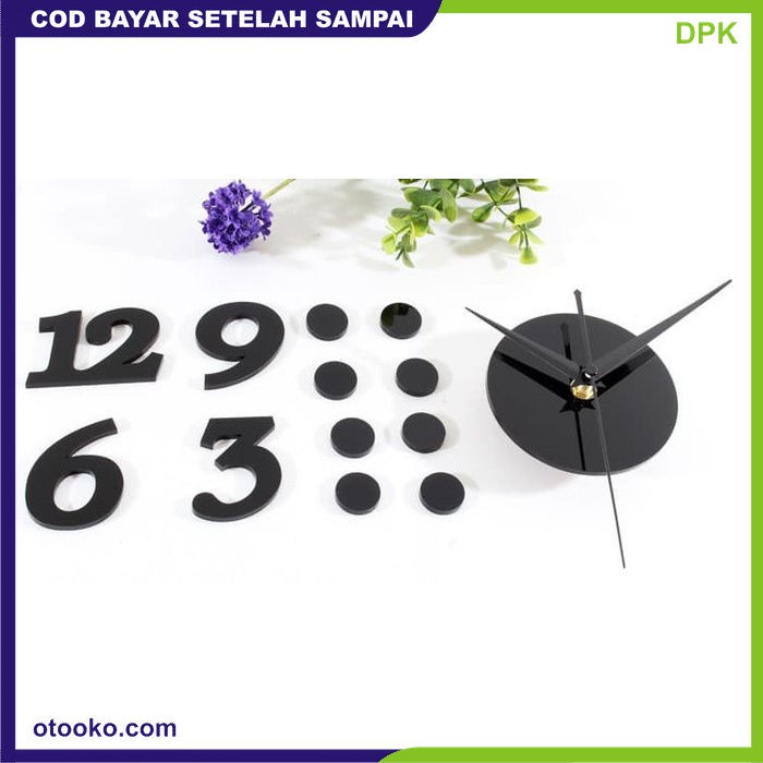 Jam Dinding Tempel Besar DIY Senyap Analog 3D Giant Clock Modern