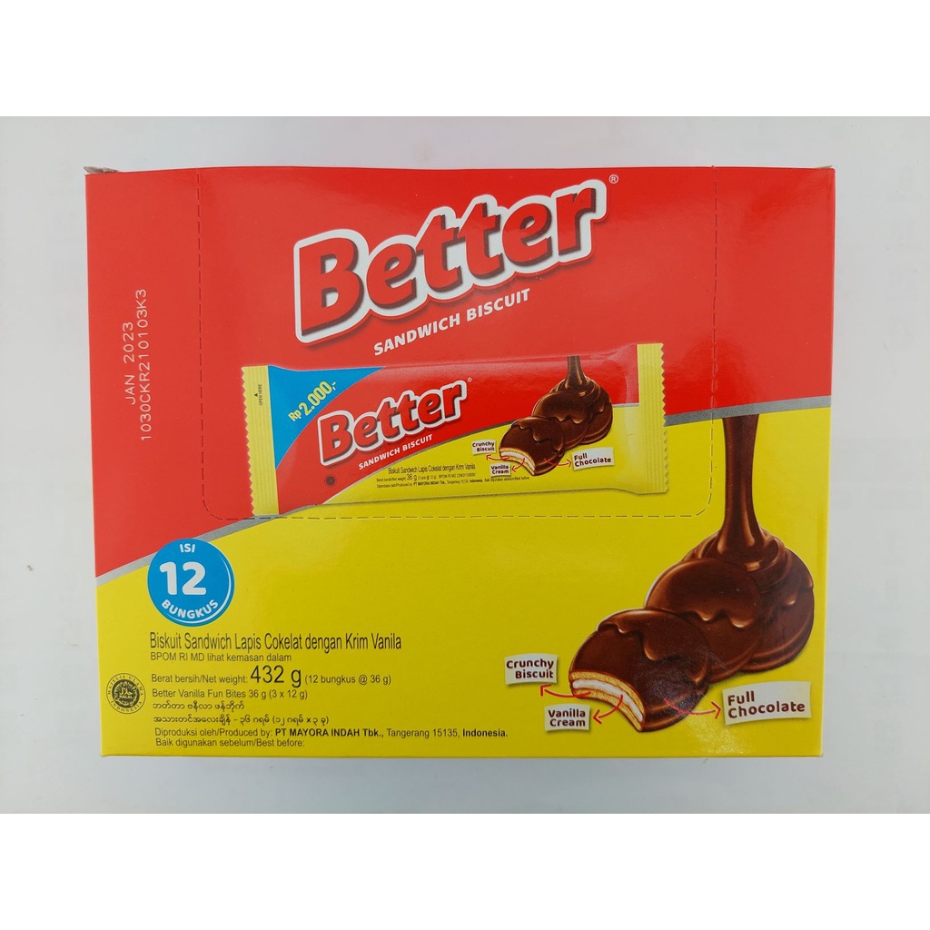 

BETTER SANDWICH BISCUIT 1 BOX 12X36GRAM BETTER 2000 BETTER PROMO BETTER MURAH