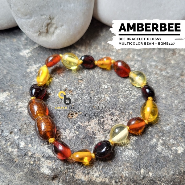 Gelang Amber Baltic Lithuania Balita &amp; Anak Glossy Multicolor Bean BGMB127 By Amber Bee