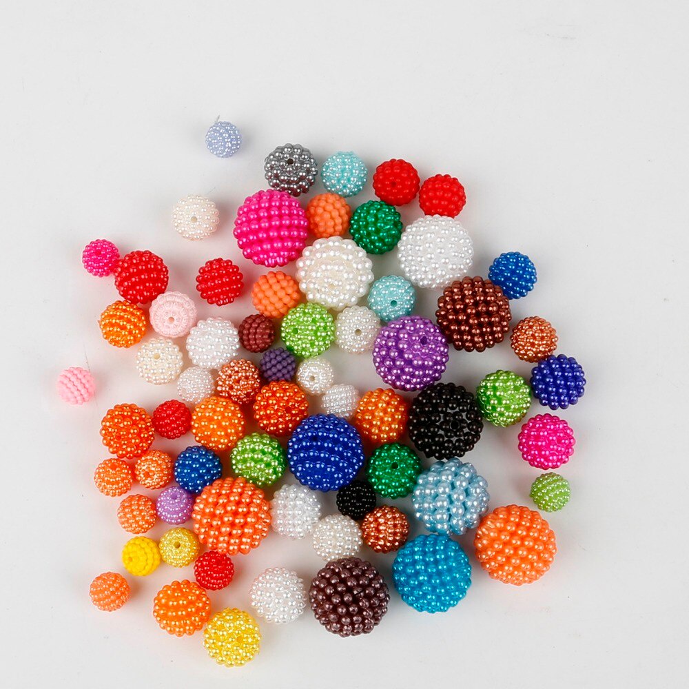 100 Pcs/lot Mutiara Imitasi 10/12/14/20 Mm Ukuran Memilih Plastik Campuran Warna Plastik ABS Longgar Spacer Beads untuk DIY Membuat Perhiasan