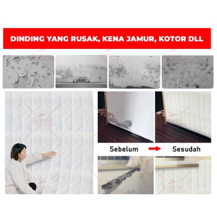 Wallpaper Dinding 3d Rekat Putih motif kawung motif batik Wallpaper Tahan Air Foam Dinding Kamar 4mm 70cm x 70cm