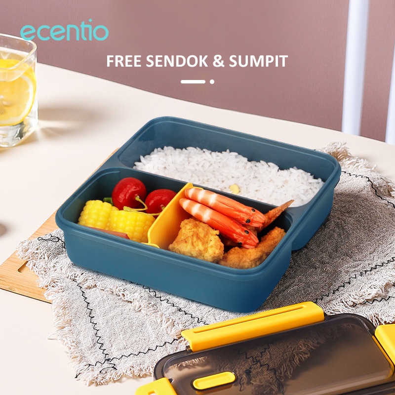 ecentio lunch box Kotak Makan Portable Tempat Makan Anti Tumpah 1100ml  BPA FREE