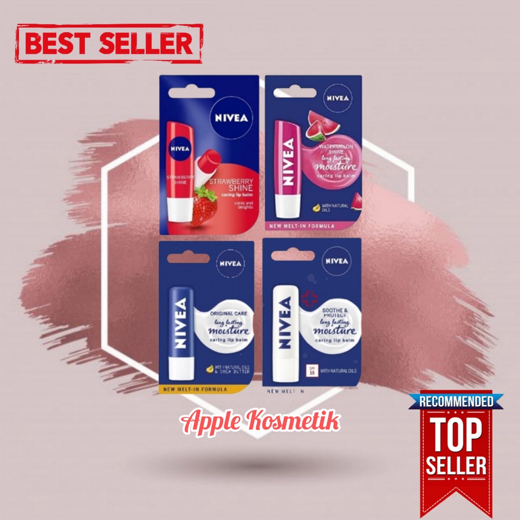 BARU!!! NIVEA Lip Care / Lip Balm 24H Melt in Mousture 4,8g / Perawatan Bibir