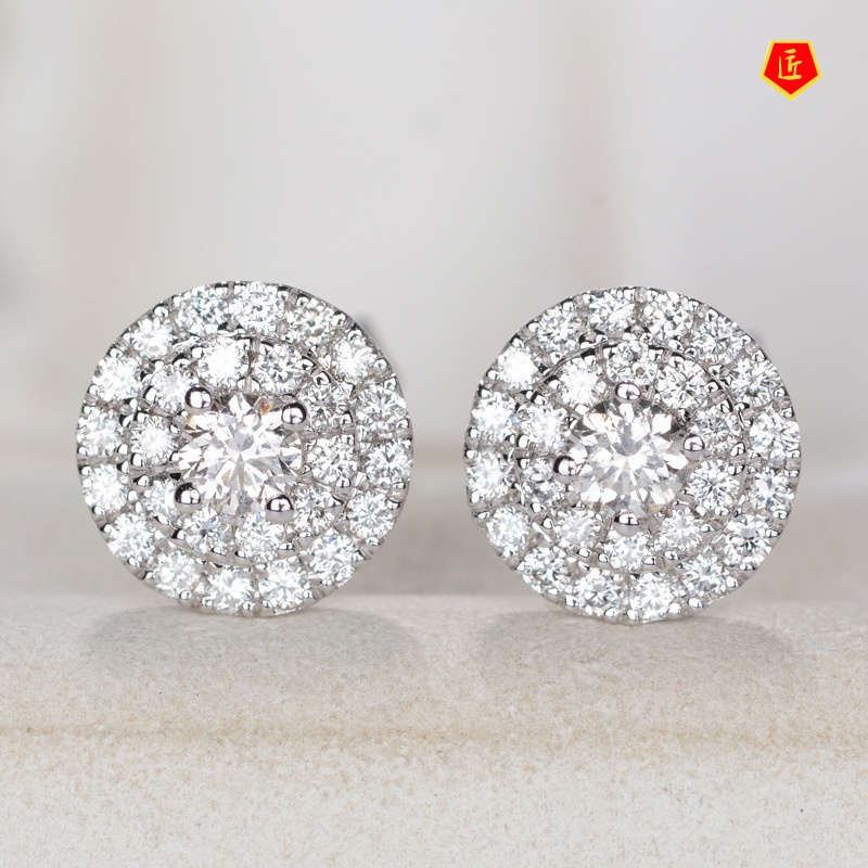 [Ready Stock]New Luxury Full-Jeweled Stud Earrings