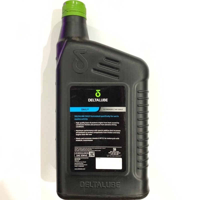 OLI DELTALUBE DAILY 757 PREMIUM ENGINE OIL SAE 10W-40 800 ML - 1 LITER API SL/JASO MA 4T MOTOR SPORT (BIRU) ORIGINAL
