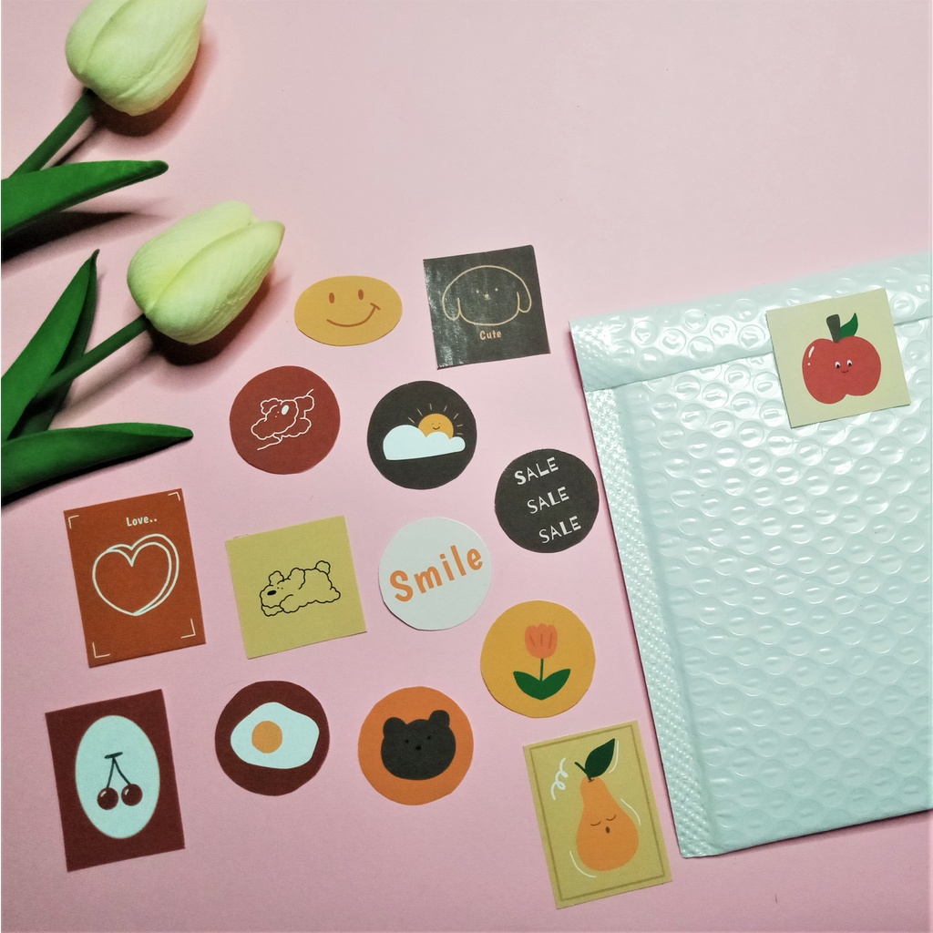 

20 Pcs Aesthetic Vinyl Sticker Journal Jurnal Stiker Laptop Handphone Packing