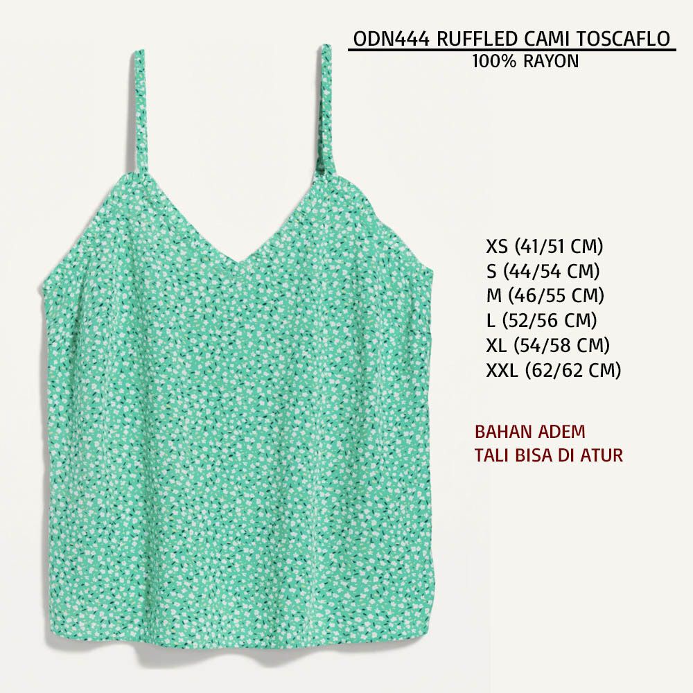 Atasan Tanktop Wanita Casual Cami Rayon FLoral (ODN444 RUFFLED CAMI)-4