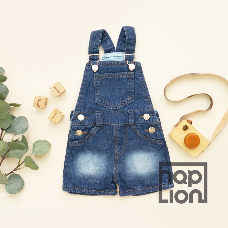 Overall Celana Pendek Jeans Anak Unisex Laki Perempuan 6 Bulan - 4 Tahun Baju Kodok | Haplion Kidswear