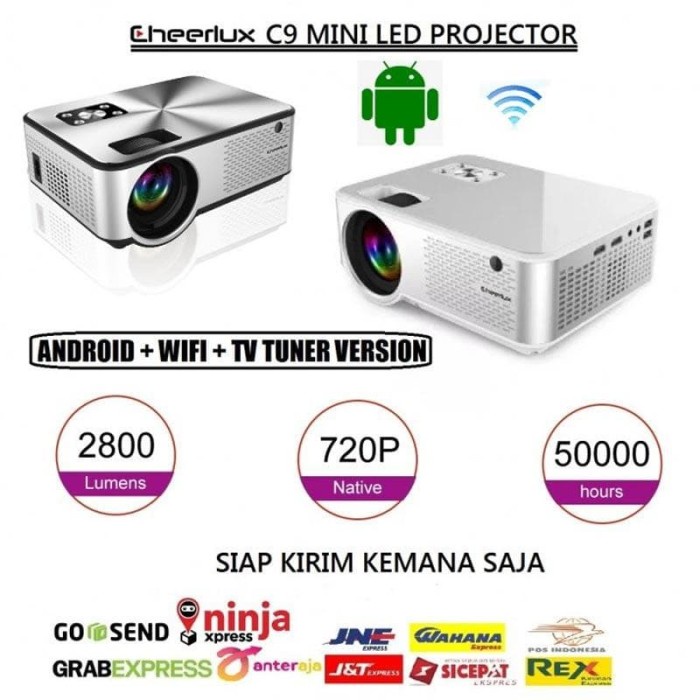 CHEERLUX C9 ANDROID WIFI SMART PROJECTOR 2800 LUMENS SUPORT TV TUNNER