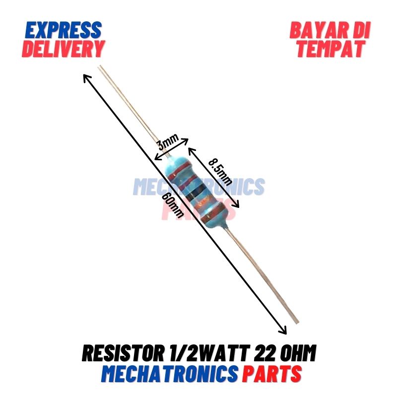 RESISTOR 1/2WATT 22 OHM