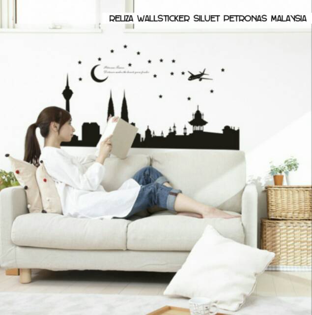 RELIZA WALL STICKER SILUET HITAM MENARA KEMBAR PETRONAS MALAYSIA CITY KOTA HOME DECOR HIASAN DINDING