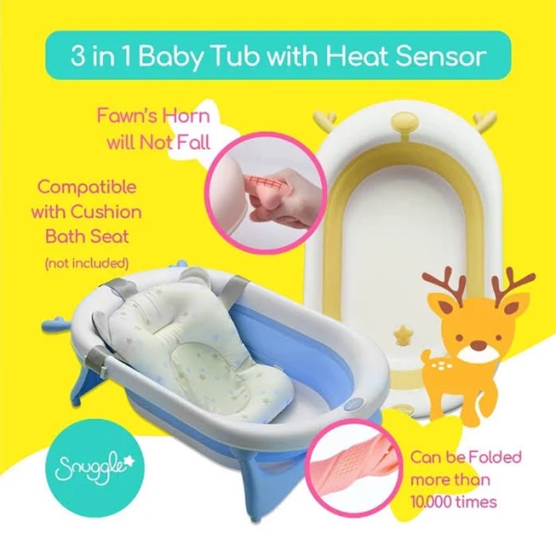 Snuggle Instant Folding Baby Bath Tub with Heat Sensor 3in1 CR8836 Bak Mandi Bayi