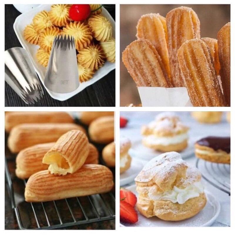 Spuit Kerang Bintang Open Star Bunga Cookies Lokal Stainless Dekorasi Cake Kue Tart