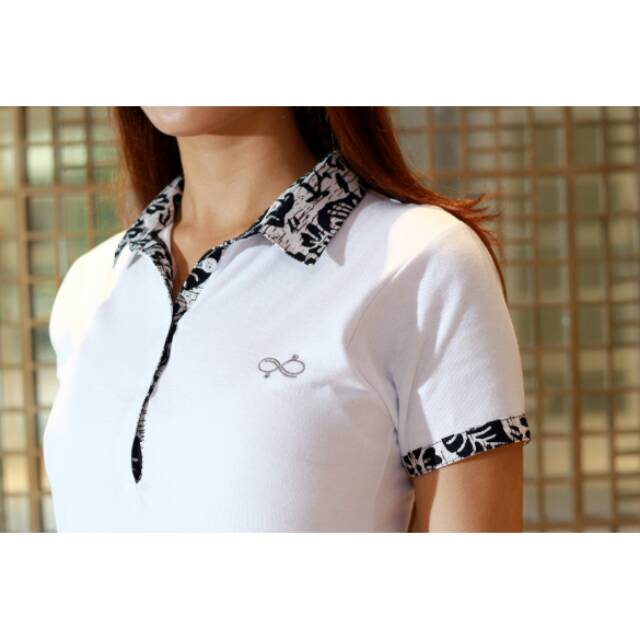 Loyal Kaos Polo Batik Putih Modern Wanita M L XL XXL