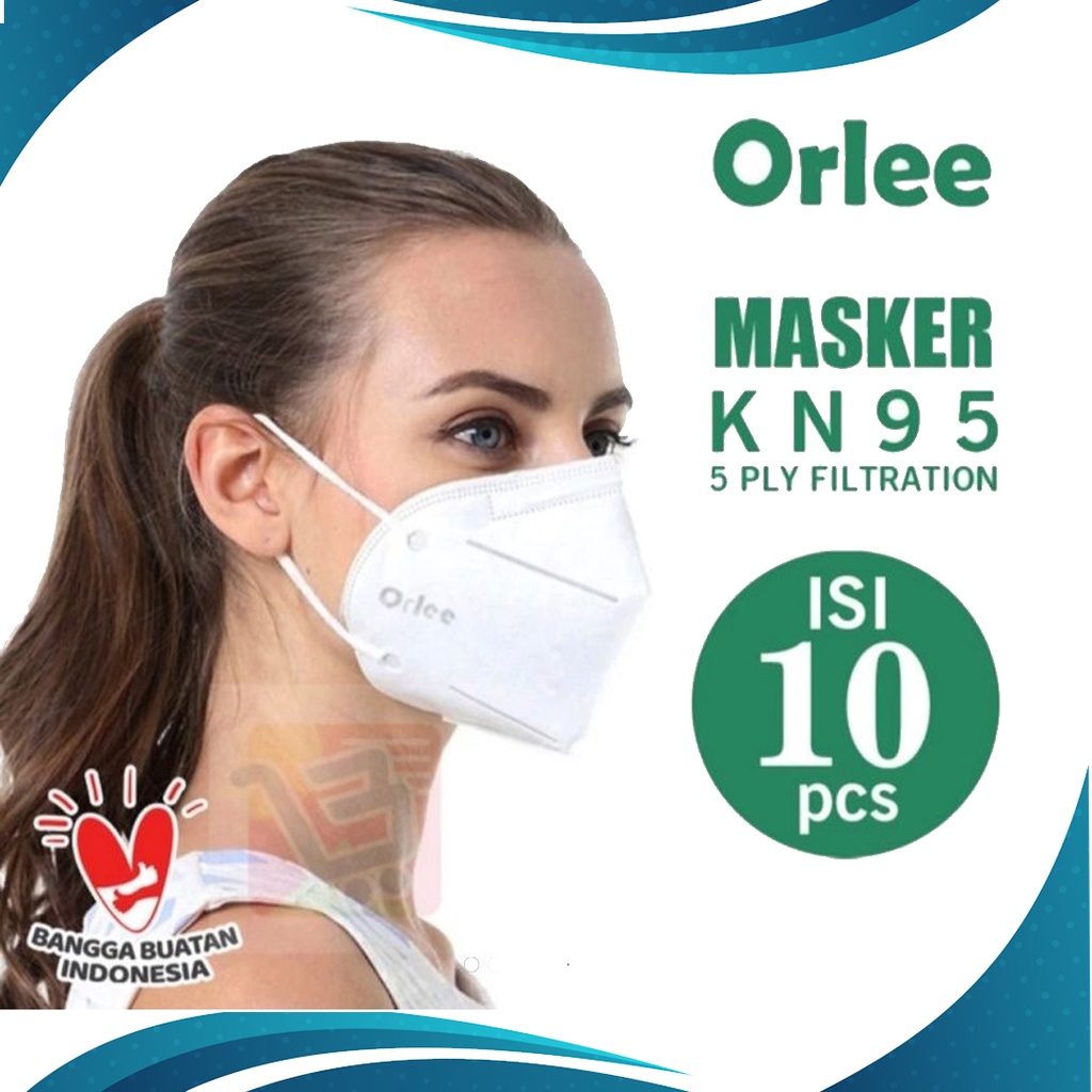 Masker Orlee KN95 5ply Earloop Disposable Mask Isi 10 Pcs