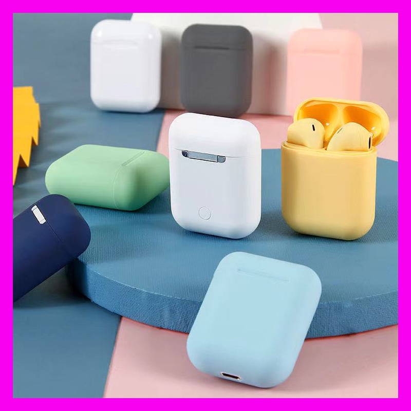 Headset Bluetooth inpods  i12 TWS Wireless Earphone  Bluetooth Earbuds Matte Macaron Android IOS-1
