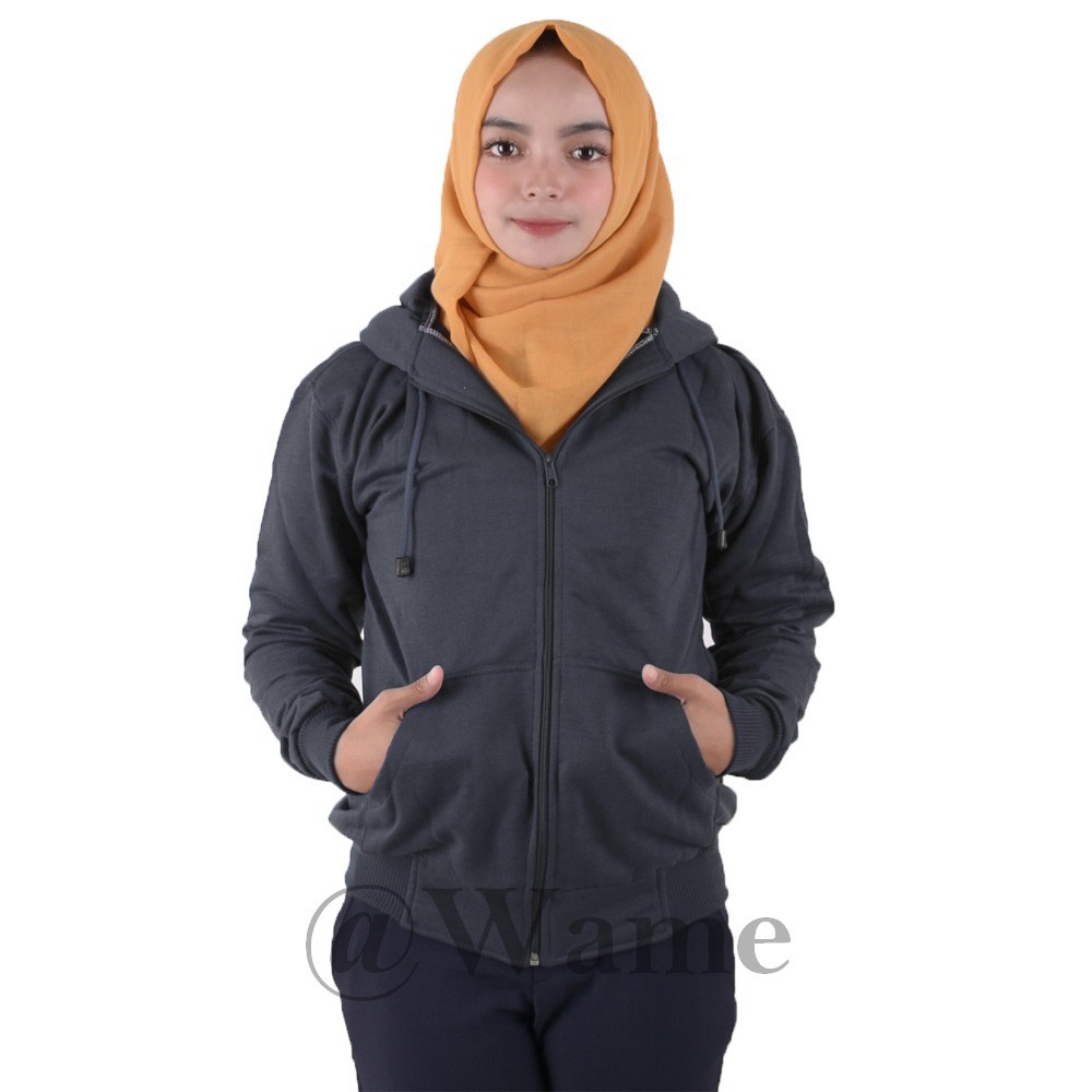 Jaket zipper polos hoodie M,L,XL,XXL pria wanita marun wame-ABU TUA