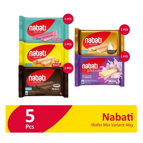 

COD NABATI Wafer Mix Variant 46g [5 Pcs] FREE BUBLEWRAP