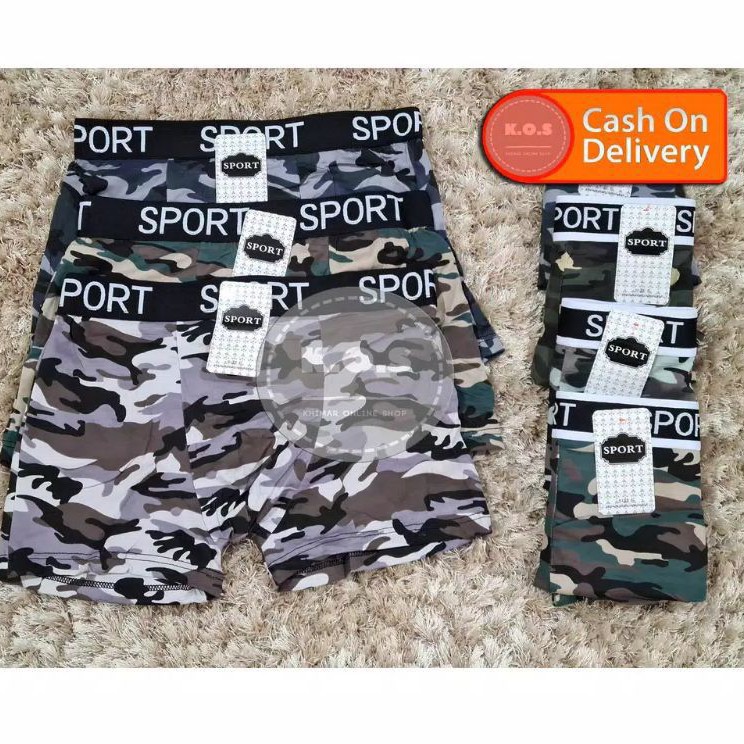 PROMO: CELANA PENDEK PRIA WANITA CELANA DALAM CD UNDERWEAR COUPLE MOTIF ARMY CLEARANCE SALE