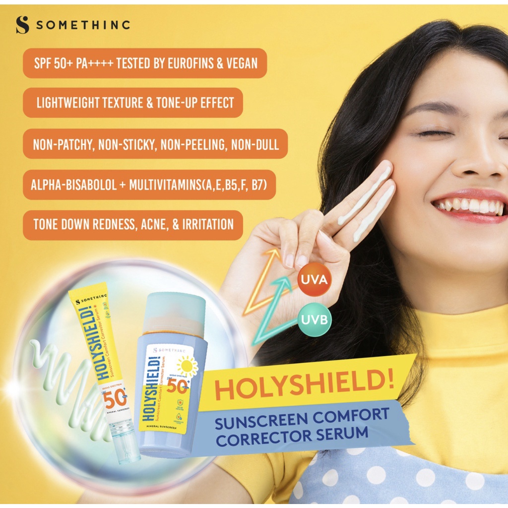 SOMETHINC Holyshield! Sunscreen Comfort Corrector Serum SPF 50+ PA++++ Somethinc Holyshiled Sunscreen Shake Mist SPF 46PA+++  / holyshield uv watery sunscreen gel / No Sebum Mineral Blur Translucent Loose Powder SPF 30 PA++