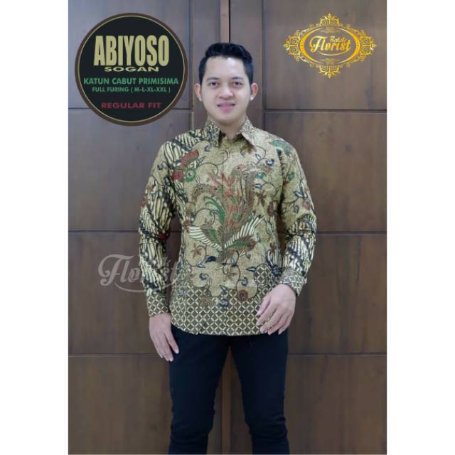 Batik Pria Abiyoso Sogan Bahan Katun Premium Modern