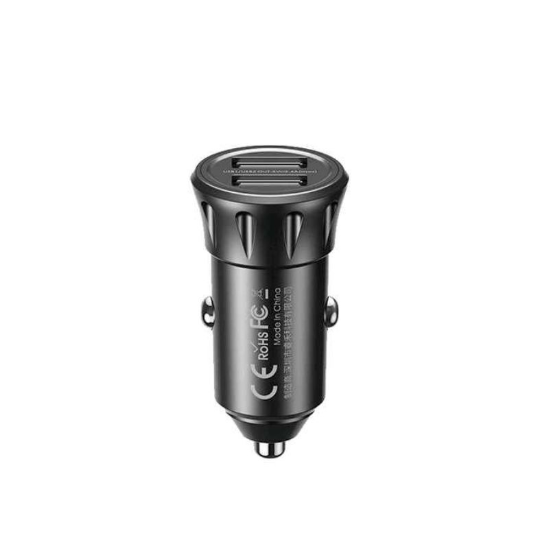 REMAX CAR CHARGER 2 USB 2.4A VANGUARD RCC-236- BLACK (RCC-236-BK) / CHARGER MOBIL 2PORT KABEL USB CA