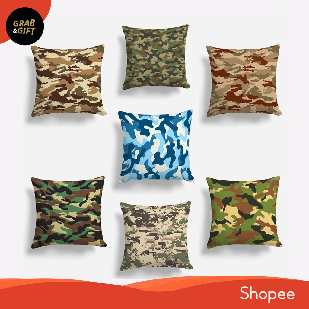 Bantal Sofa Motif Camo 40x40 cm Tentara Army Pattern Cushion Pillow