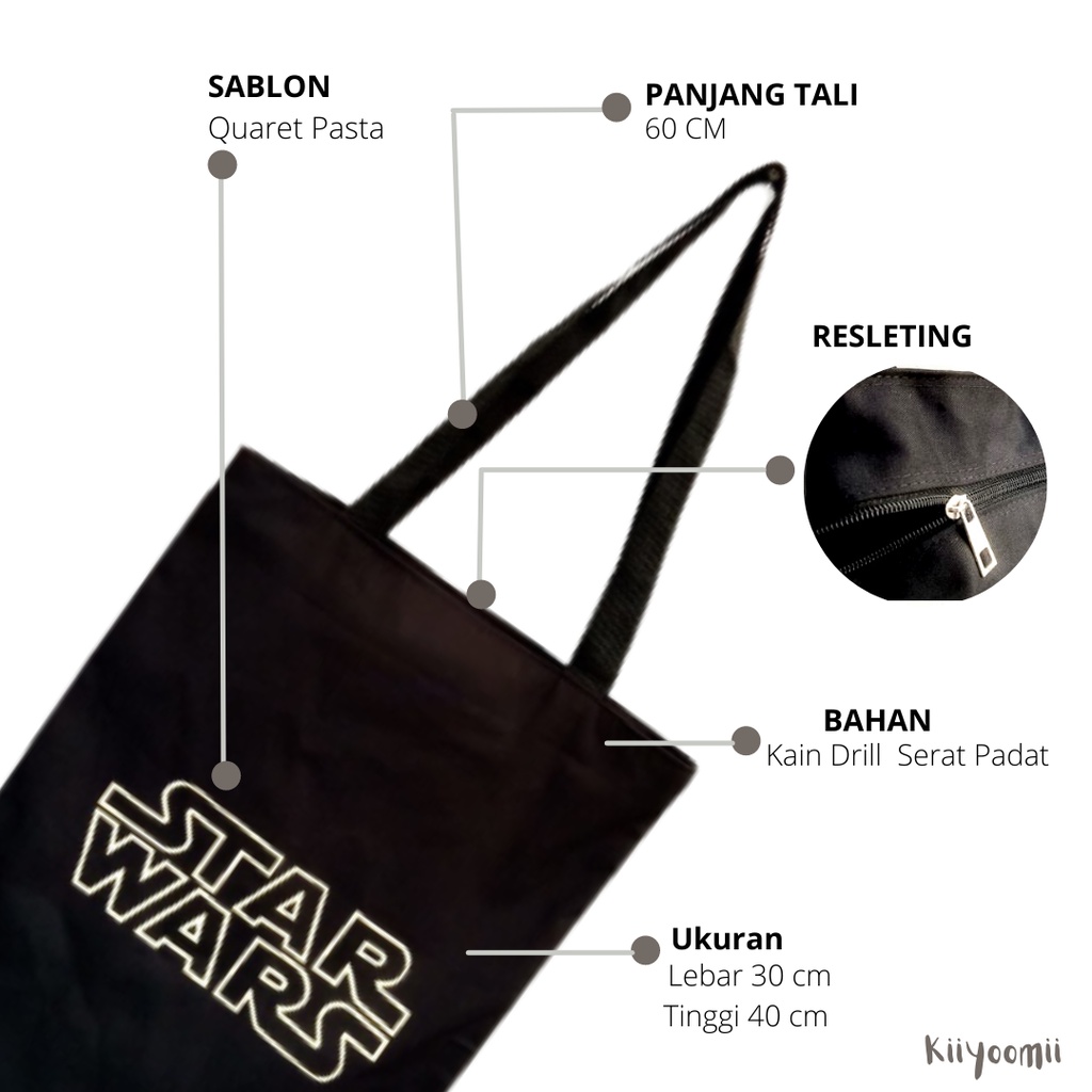 Totebag STAR WARS bahan drill halus