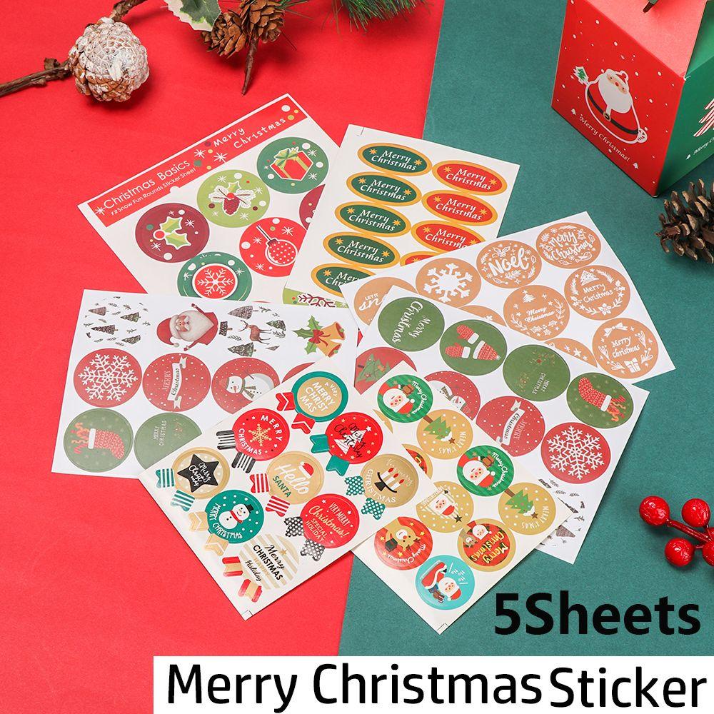 Populer 5lembar Kertas Hadiah Stiker Hiasan Kue Cookie Candy Tag Sealing Biskuit Paket Xmas Ornamen