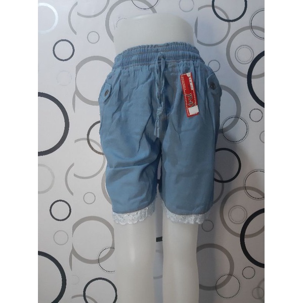CELANA PENDEK HOTPAN JEANS RENDA WANITA