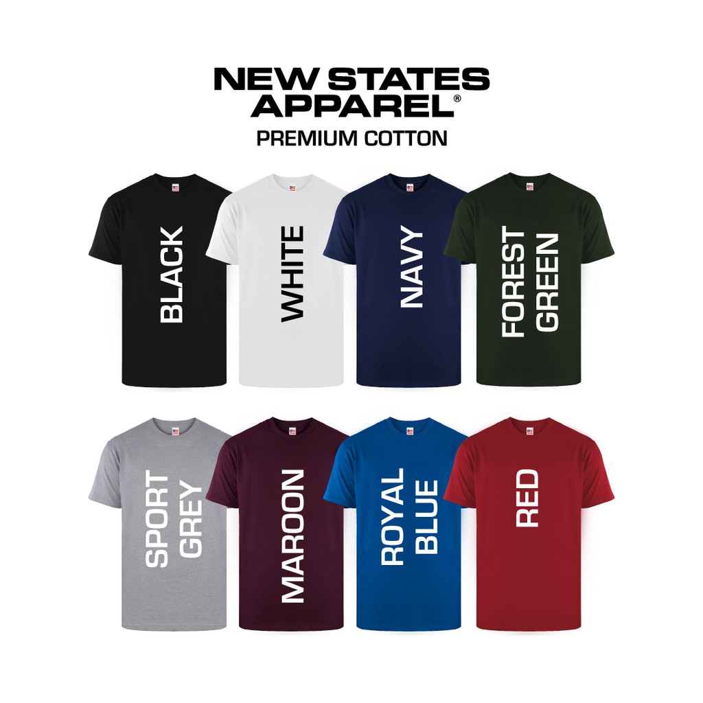 Kaos Polos New States Apparel 7200 Premium Cotton T-shirt Combed 24s  (Part 1)