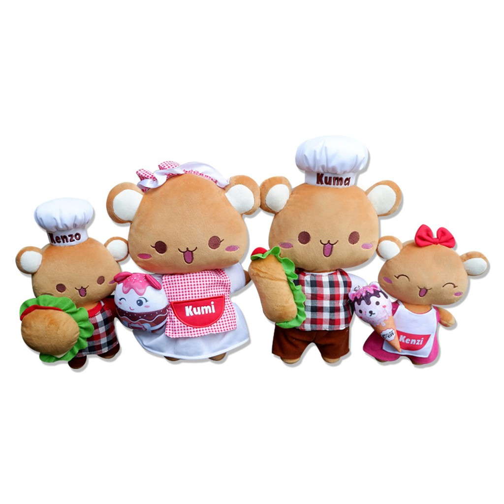 Boneka beruang rila The Happy Village Kuma Family chef mama papa ayah ibu anak adek keluarga edukasi mewarnai