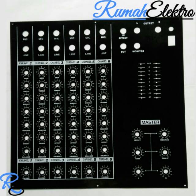 Panel Atas Audio Mixer 8 Pot 6 Ch