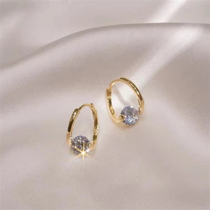 Anting Tusuk Gantung Desain Geometri Hias Berlian Untuk Wanita