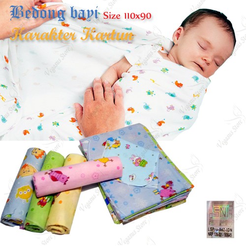 Bedong bayi Karakter Kartun Beodong Bayi-Baby Star &amp; HUGO Ber SNI 110x90cm-Vegasus Store(COD)