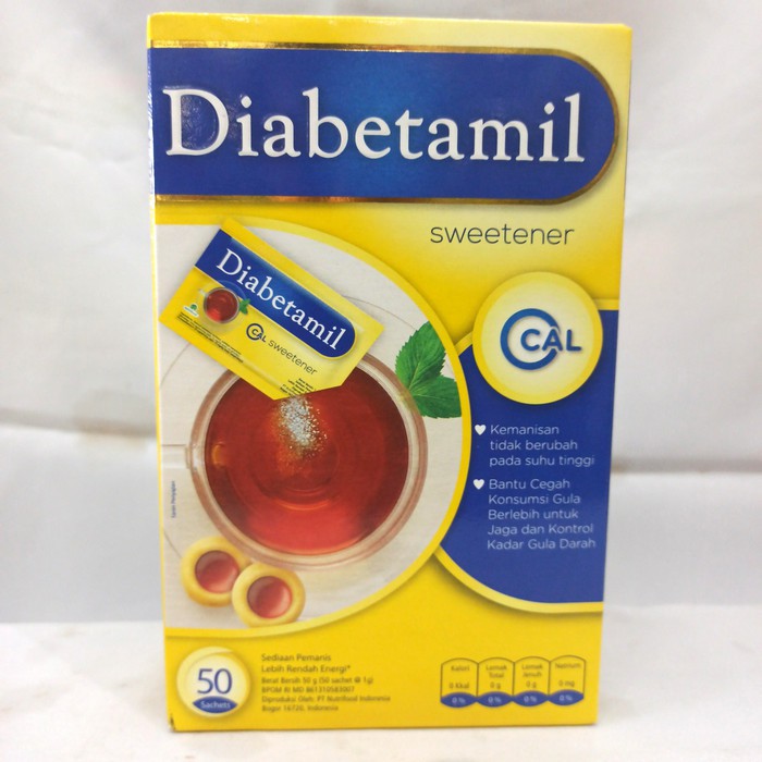 

Gula Rendah Kalori Diabetamil sweetener isi 50 sachet